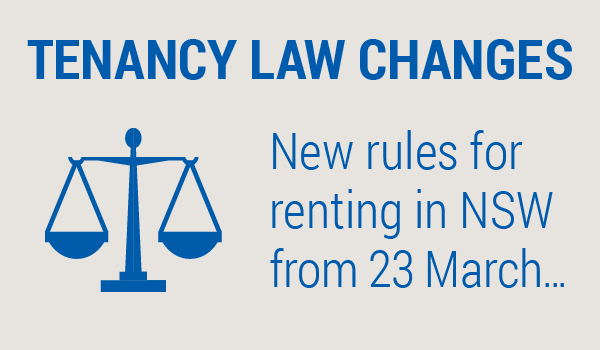 Picture reading "Tenancy law changes: new rules for renting in NSW from 23 March..."