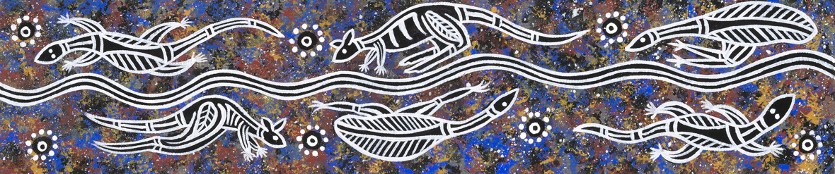 Aboriginal artwork depicting totem animals and songlines