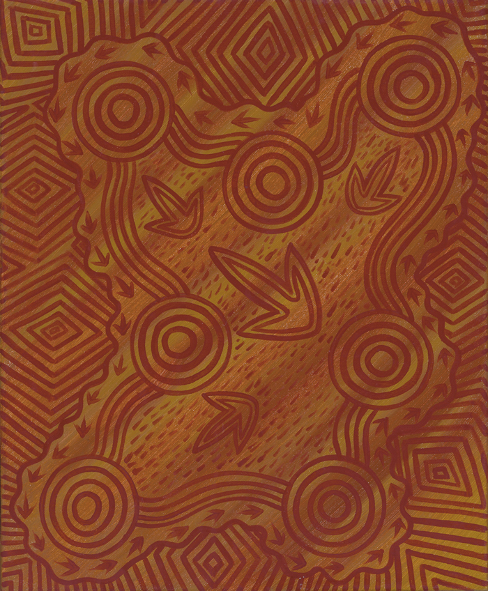 An Aboriginal painting depicting Emu's tracks