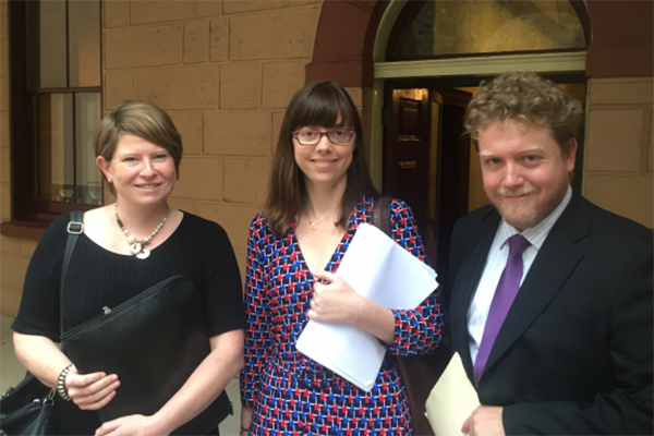 Kimberley Mackenzie (RLC Tenants' Advocate), Jacqui Swinburne (RLC Tenancy Coordinator) & Ned Cutcher (TU)