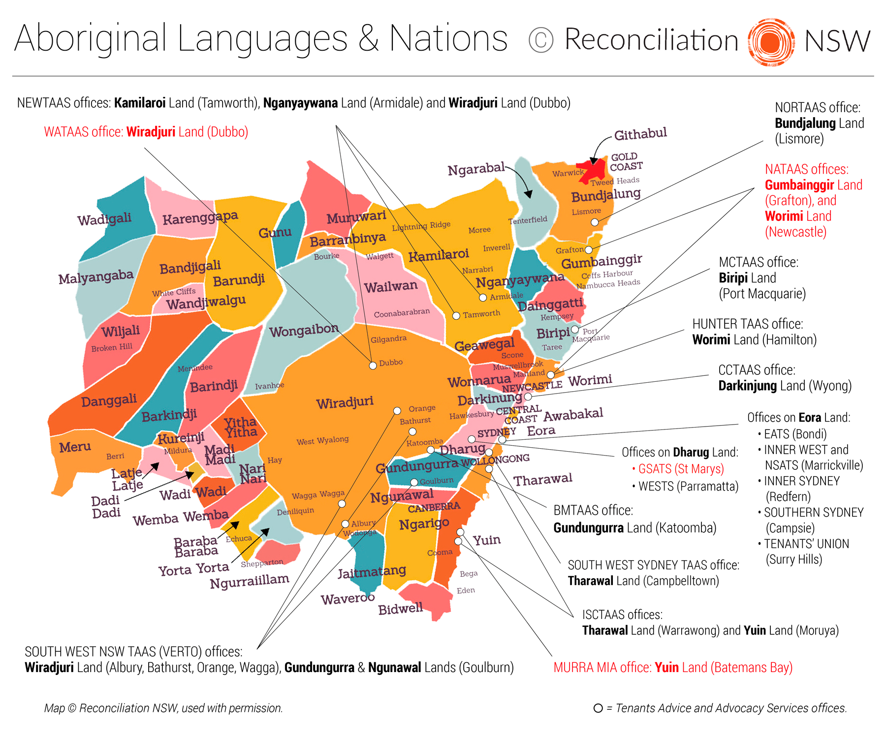 Aboriginal languages and nations, with TAAS offices