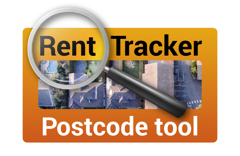 rent tracker postcode tool graphic with magnifying glass