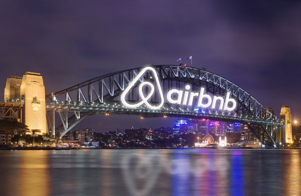 Airbnb logo on the Sydney Harbour Bridge
