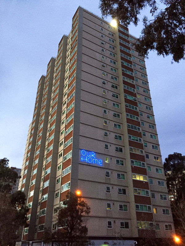 Public housing tower building in Fitzroy