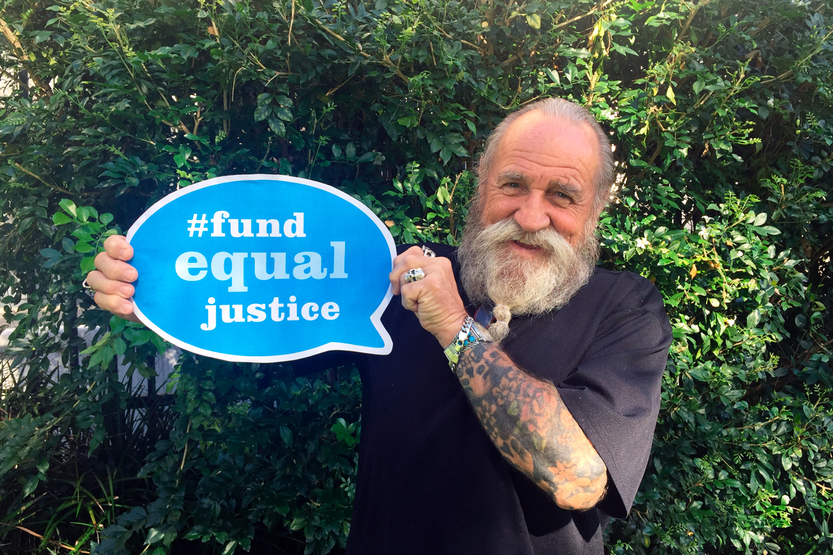 Raymond Morris expressing support for the #fundequaljustice Community Legal Centre campaign