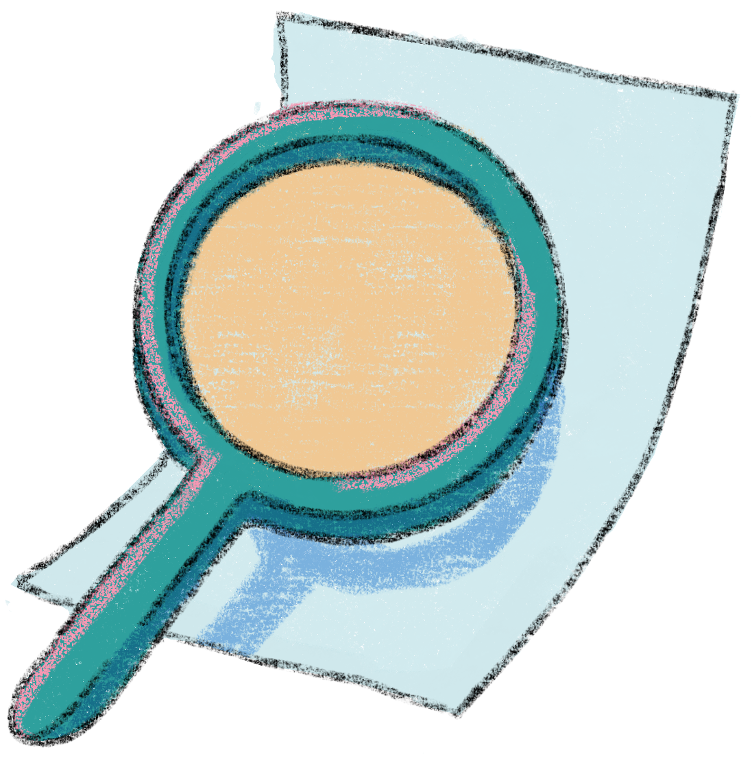 A graphic of a magnifying glass