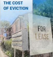 The cost of eviction, image of apartment block and letterbox with 'for lease' sign out front. 