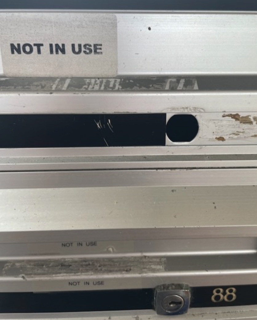 The operator removed Ron’s name, letterbox number, and the barrelock.